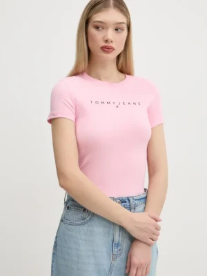 Zdjęcie produktu Tommy Jeans t-shirt bawełniany damski kolor różowy DW0DW18398