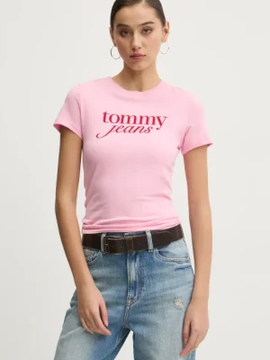 Tommy Jeans t-shirt bawełniany damski kolor różowy DW0DW19447