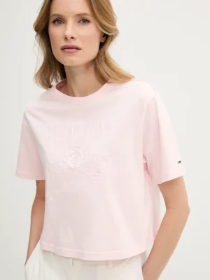 Tommy Jeans t-shirt bawełniany damski kolor różowy DW0DW20326