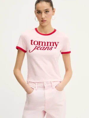 Tommy Jeans t-shirt bawełniany damski kolor różowy DW0DW20631