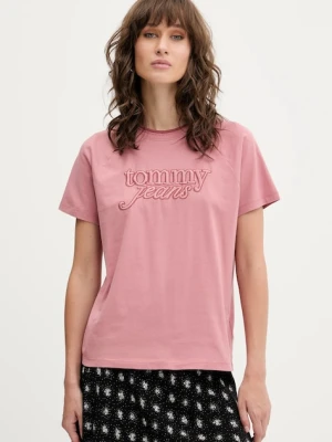 Tommy Jeans t-shirt bawełniany damski kolor różowy DW0DW21388