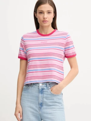 Tommy Jeans t-shirt bawełniany damski kolor różowy DW0DW21391