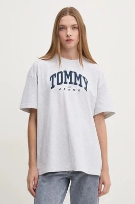 Tommy Jeans t-shirt bawełniany damski kolor szary DW0DW18403