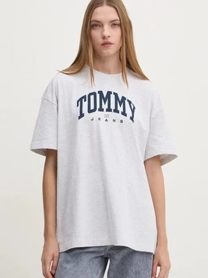 Tommy Jeans t-shirt bawełniany damski kolor szary DW0DW18403