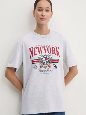 Tommy Jeans t-shirt bawełniany damski kolor szary DW0DW18410