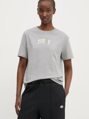 Tommy Jeans t-shirt bawełniany damski kolor szary DW0DW21337