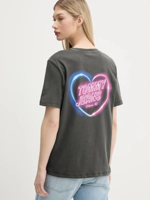 Tommy Jeans t-shirt bawełniany damski kolor szary DW0DW21358