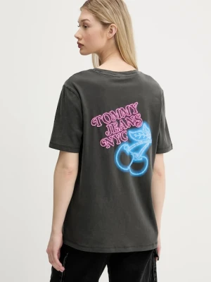 Tommy Jeans t-shirt bawełniany damski kolor szary DW0DW21358