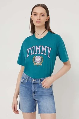 Tommy Jeans t-shirt bawełniany damski kolor zielony DW0DW17824