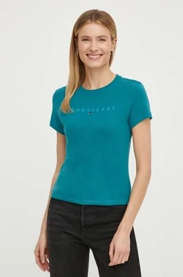 Tommy Jeans t-shirt bawełniany damski kolor zielony DW0DW17827