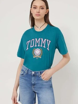 Tommy Jeans t-shirt bawełniany damski kolor zielony DW0DW17824