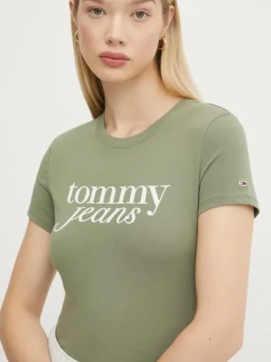 Tommy Jeans t-shirt bawełniany damski kolor zielony DW0DW19447