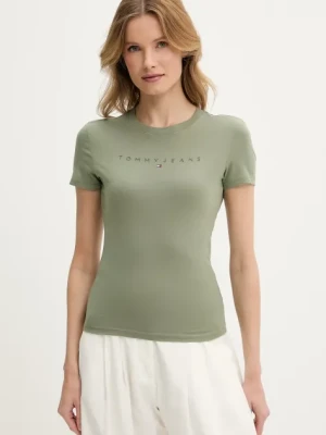 Tommy Jeans t-shirt bawełniany damski kolor zielony DW0DW20315