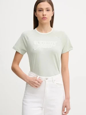 Tommy Jeans t-shirt bawełniany damski kolor zielony DW0DW21388