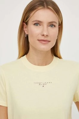 Tommy Jeans t-shirt bawełniany damski kolor żółty DW0DW17828