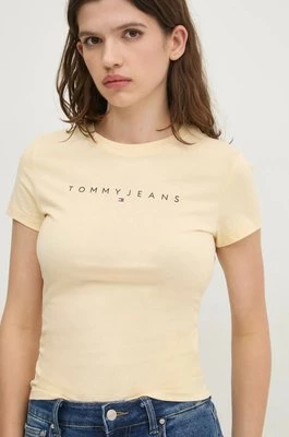 Tommy Jeans t-shirt bawełniany damski kolor żółty DW0DW18398