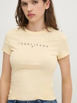 Tommy Jeans t-shirt bawełniany damski kolor żółty DW0DW18398