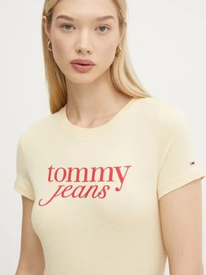 Tommy Jeans t-shirt bawełniany damski kolor żółty DW0DW19447