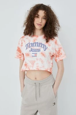 Tommy Jeans t-shirt bawełniany DW0DW12728.PPYY kolor różowy