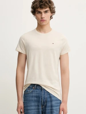 Tommy Jeans t-shirt bawełniany męski kolor beżowy gładki DM0DM04411