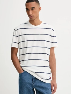 Tommy Jeans t-shirt bawełniany męski kolor beżowy wzorzysty DM0DM21983