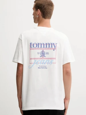 Tommy Jeans t-shirt bawełniany męski kolor beżowy wzorzysty DM0DM21986