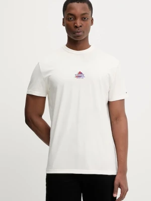 Tommy Jeans t-shirt bawełniany męski kolor beżowy z aplikacją DM0DM22311