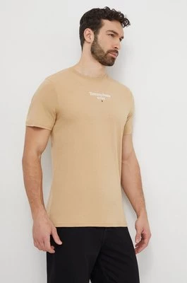 Tommy Jeans t-shirt bawełniany męski kolor beżowy z nadrukiem DM0DM18569