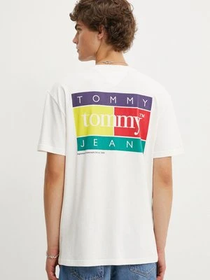 Tommy Jeans t-shirt bawełniany męski kolor beżowy z nadrukiem DM0DM18527