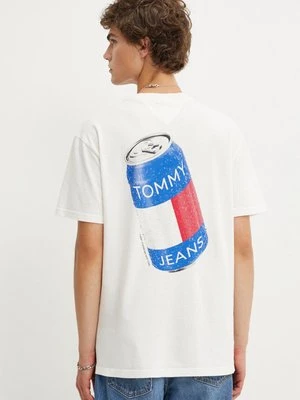 Tommy Jeans t-shirt bawełniany męski kolor beżowy z nadrukiem DM0DM18548