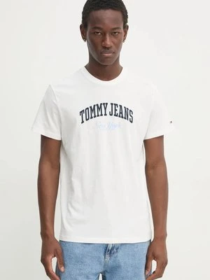 Tommy Jeans t-shirt bawełniany męski kolor beżowy z nadrukiem DM0DM20362