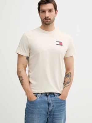 Tommy Jeans t-shirt bawełniany męski kolor beżowy z nadrukiem DM0DM20740