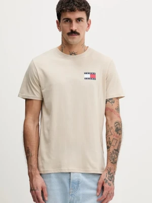 Tommy Jeans t-shirt bawełniany męski kolor beżowy z nadrukiem DM0DM20740