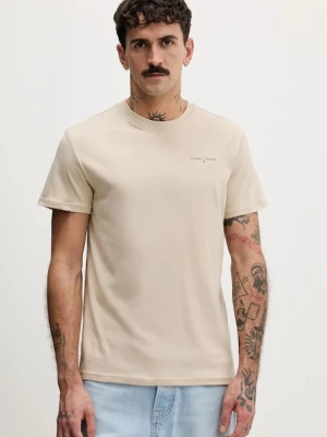 Tommy Jeans t-shirt bawełniany męski kolor beżowy z nadrukiem DM0DM21780