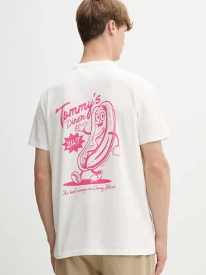 Tommy Jeans t-shirt bawełniany męski kolor beżowy z nadrukiem DM0DM21829