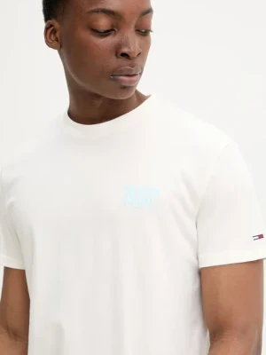 Tommy Jeans t-shirt bawełniany męski kolor beżowy z nadrukiem DM0DM21864