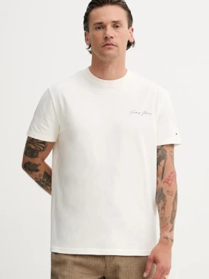 Tommy Jeans t-shirt bawełniany męski kolor beżowy z nadrukiem DM0DM21868