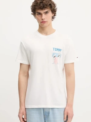 Tommy Jeans t-shirt bawełniany męski kolor biały wzorzysty DM0DM21914