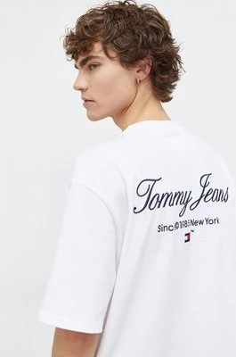 Tommy Jeans t-shirt bawełniany męski kolor biały z aplikacją DM0DM18273