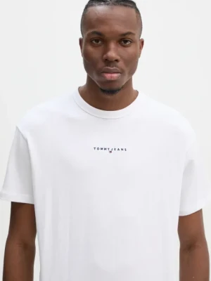 Tommy Jeans t-shirt bawełniany męski kolor biały z aplikacją DM0DM21110