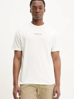 Tommy Jeans t-shirt bawełniany męski kolor biały z aplikacją DM0DM21110
