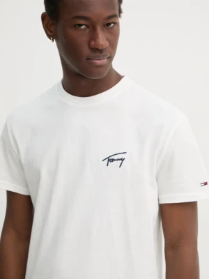 Tommy Jeans t-shirt bawełniany męski kolor biały z aplikacją DM0DM21140