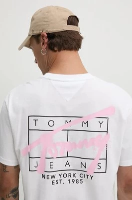 Tommy Jeans t-shirt bawełniany męski kolor biały z nadrukiem DM0DM20594