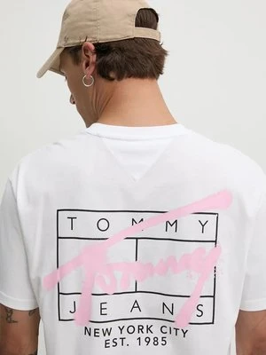 Tommy Jeans t-shirt bawełniany męski kolor biały z nadrukiem DM0DM20594