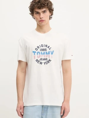 Tommy Jeans t-shirt bawełniany męski kolor biały z nadrukiem DM0DM21913