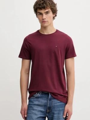 Tommy Jeans t-shirt bawełniany męski kolor bordowy gładki DM0DM04411