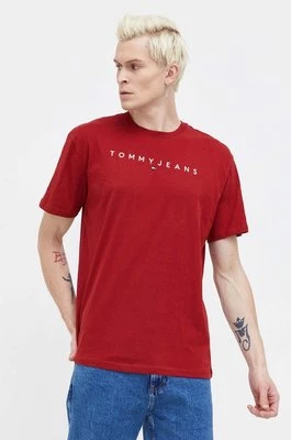 Tommy Jeans t-shirt bawełniany kolor bordowy z aplikacją DM0DM17993