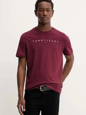 Tommy Jeans t-shirt bawełniany męski kolor bordowy z aplikacją DM0DM20744
