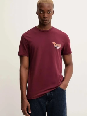 Tommy Jeans t-shirt bawełniany męski kolor bordowy z nadrukiem DM0DM22049