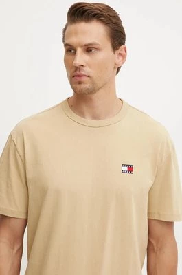 Tommy Jeans t-shirt bawełniany męski kolor brązowy gładki DM0DM17995